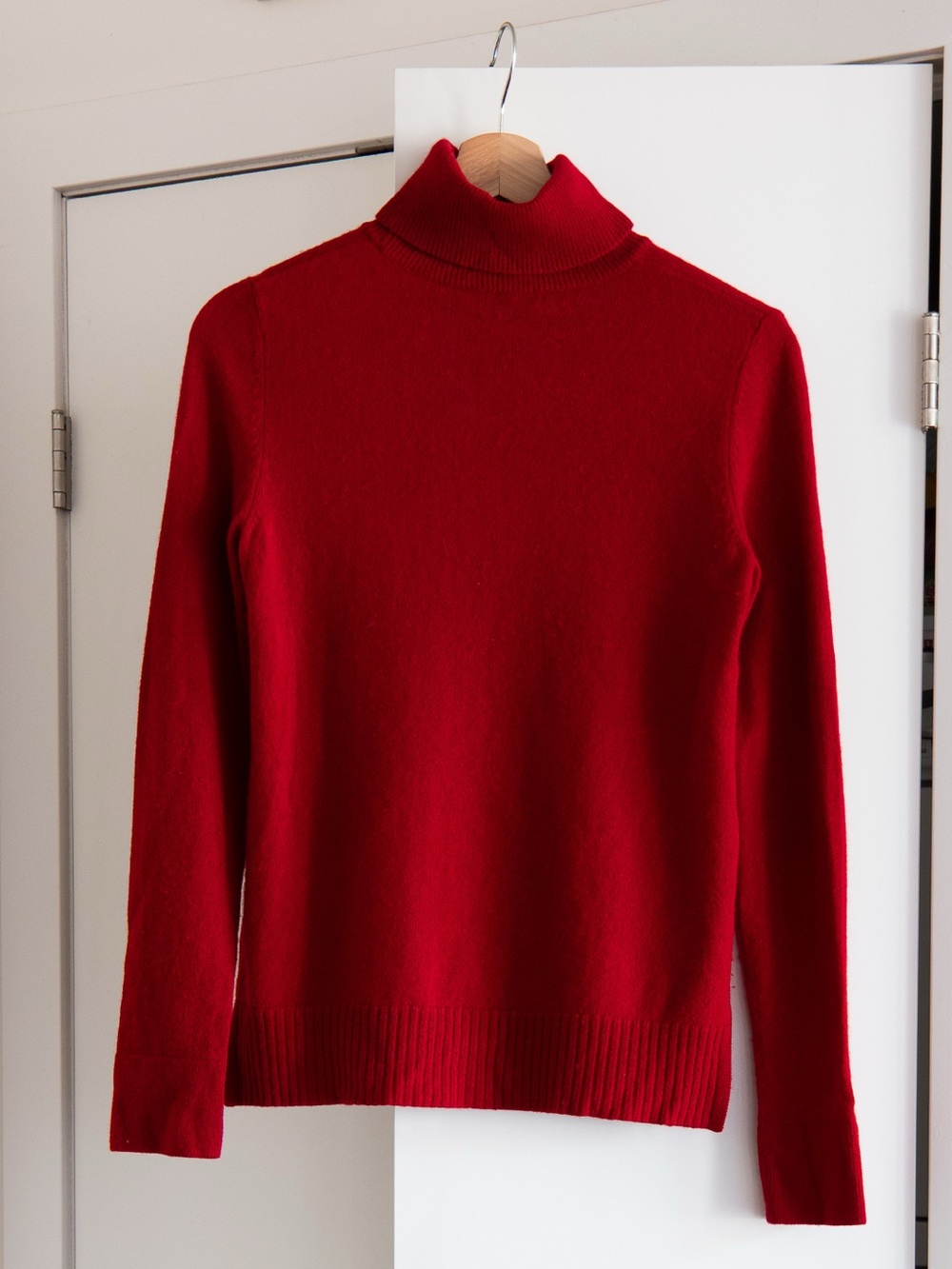 Cashmere Red Turtleneck Knit Sweater